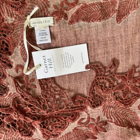 Embroidered Botanical Floral Lace Crochet-Edge Wrap Shawl Scarf - Picture 4 of 4